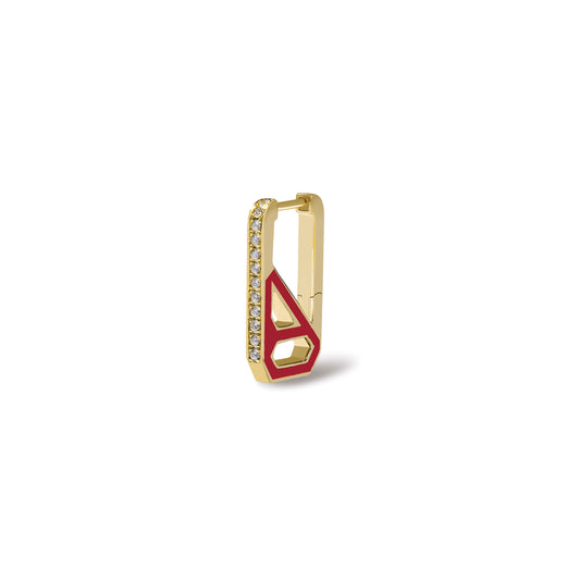 DNA Tango Red Enamel Rectangle Single Earring