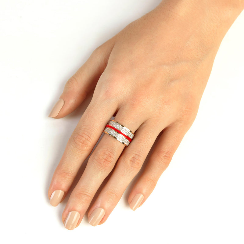 Redline Jewerly - Mini Pure - String Ring with 0.05ct Diamond in White Gold  Bezel Setting - Redline