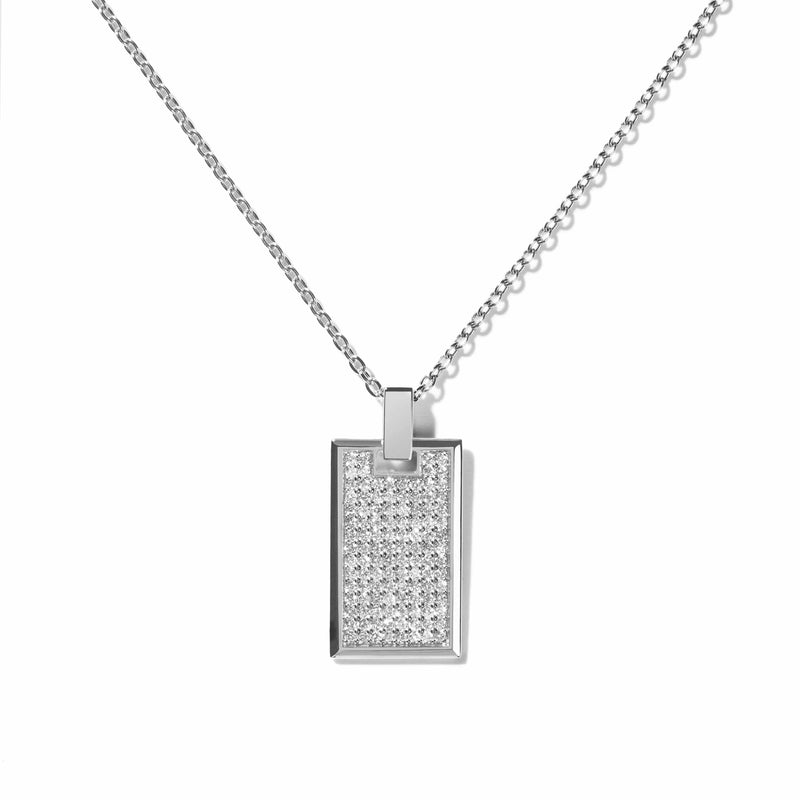 Medium Pave Diamond Tag Necklace