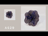 Bloom Large Flower Blue Sapphire Ring in White Gold
