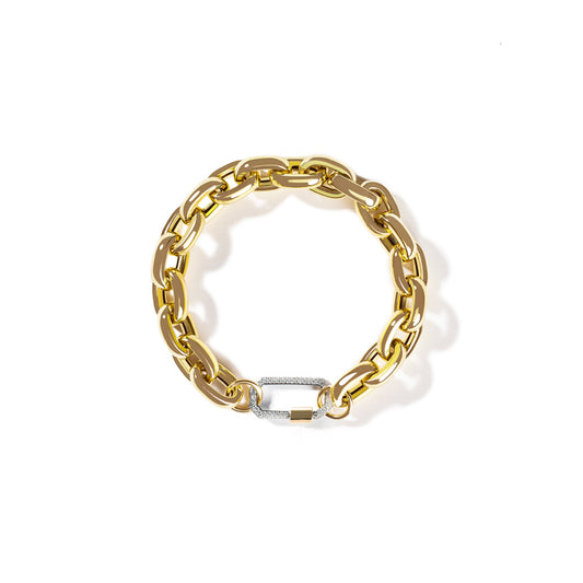 Medium Diamond Lock On Chunky Links Bracelet